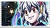 A stamp of Neferpitou from Hunter X Hunter. They are smiling and the background is a galaxy.